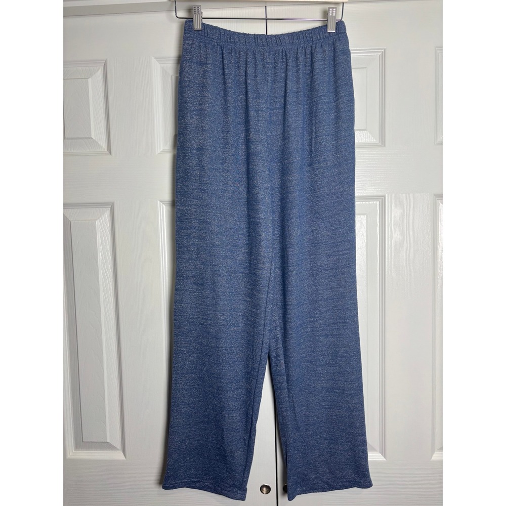 Ekouaer Womens Blue Space Dye Knit Pajama Pants Elastic Waist Lounge Bottoms S